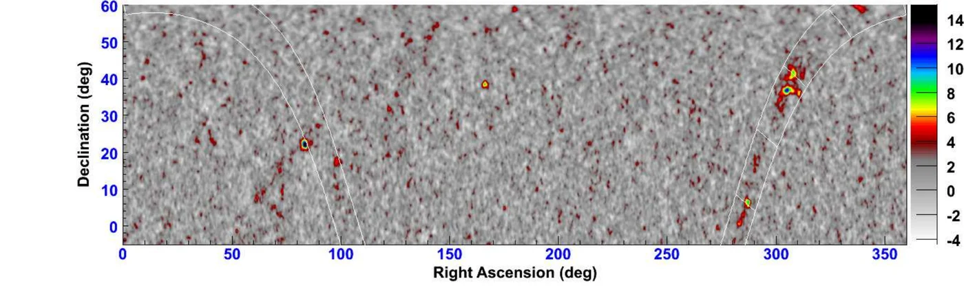 TeV gamma-ray significance map of the northern sky in equatorial coordinates